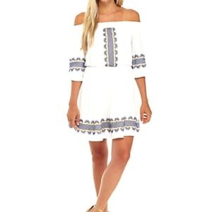 NWT Kaari Blue Off the Shoulder Embroidered Dress size medium